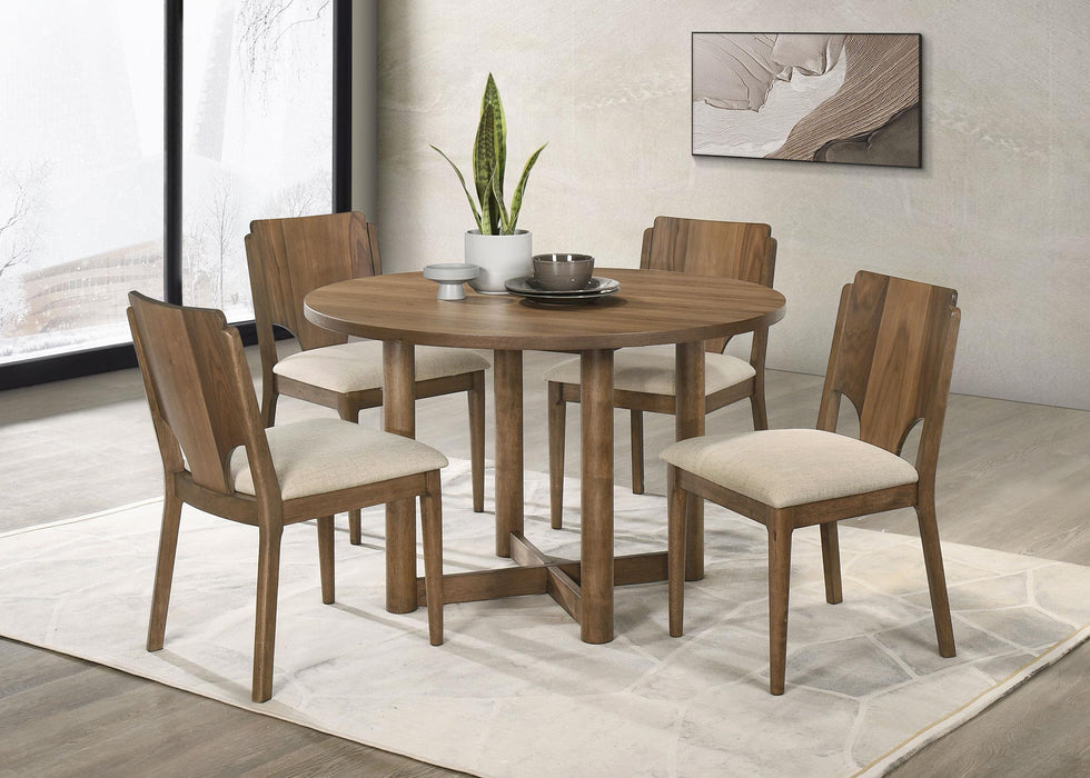 Crestmore 5-piece 46-inch Round Wood Dining Table Set Walnut - Time 2 Sleep (West Covina, CA)