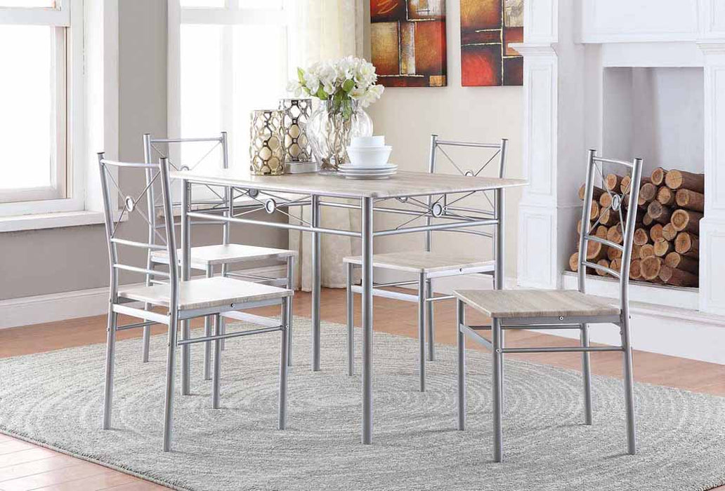 Anna Fontana 5-piece Rectangular Dining Set Brushed Silver - Time 2 Sleep (West Covina, CA)