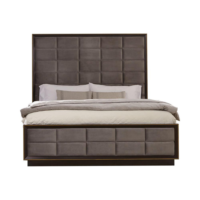 Durango California King, Eastren King, & Queen Upholstered Bed Smoked Peppercorn and Grey - Time 2 Sleep (West Covina, CA)