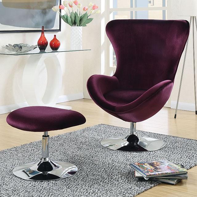 Eloise Purple Accent Chair w/ Ottoman - Time 2 Sleep (West Covina, CA)