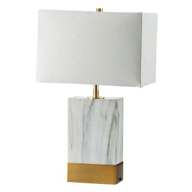 Faith White Marble/Gold 20"H White Marble Gold Table Lamp - Time 2 Sleep (West Covina, CA)