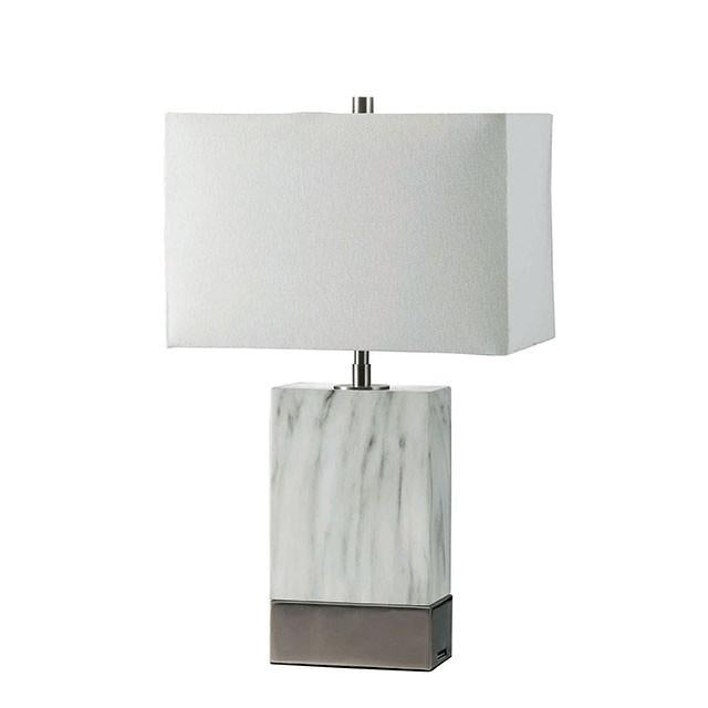 Faith White Marble/Silver 20"H White Marble Steel Table Lamp - Time 2 Sleep (West Covina, CA)
