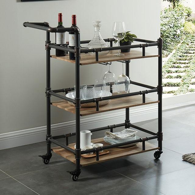 Aylmer Sand Black/Natural Serving Cart - Time 2 Sleep (West Covina, CA)