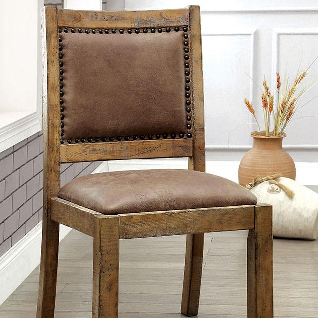 GIANNA Rustic Pine/Brown Side Chair (2/CTN) - Time 2 Sleep (West Covina, CA)