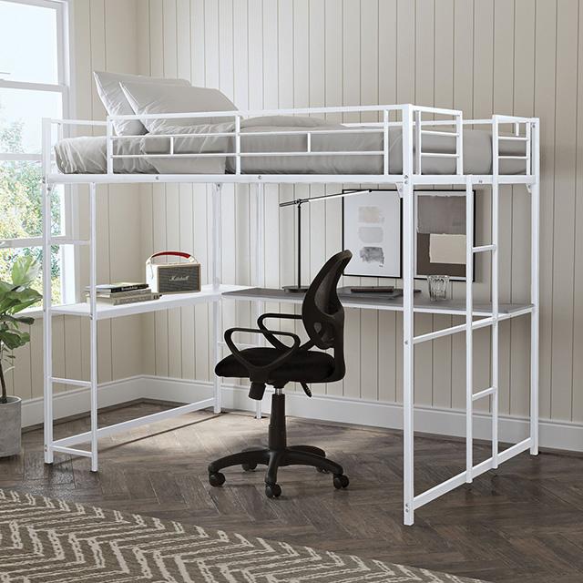 Cybill Full Loft Bed White, Silver, & Black - Time 2 Sleep (West Covina, CA)