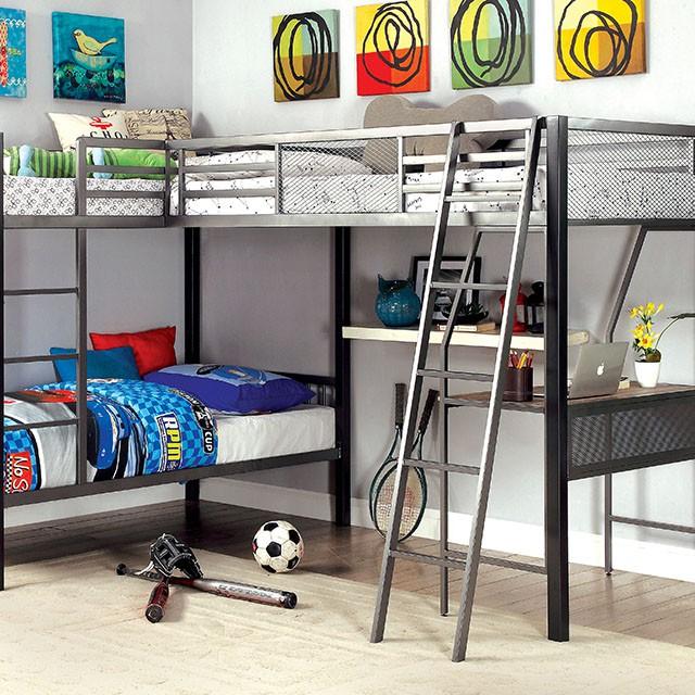 BALLARAT Silver Triple Twin Bunk Bed w/ Desk - Time 2 Sleep (West Covina, CA)