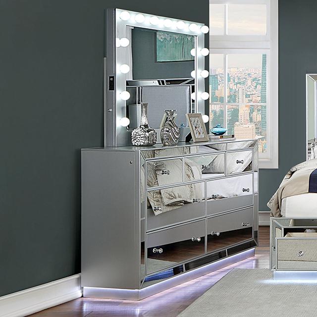 BELLADONNA Dresser w/ LED, Silver - Time 2 Sleep (West Covina, CA)
