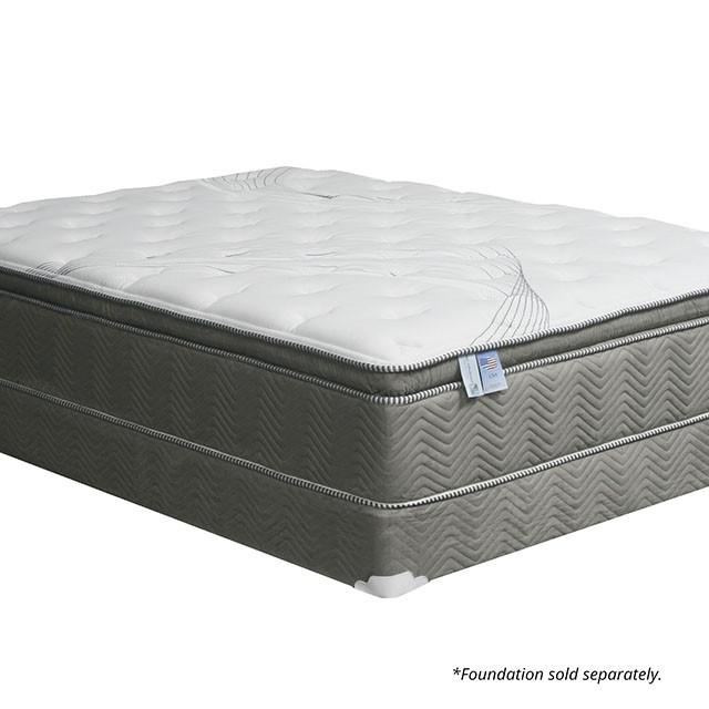 STORMIN White/Gray 13" Euro Pillow Top Mattress, E.King - Time 2 Sleep (West Covina, CA)