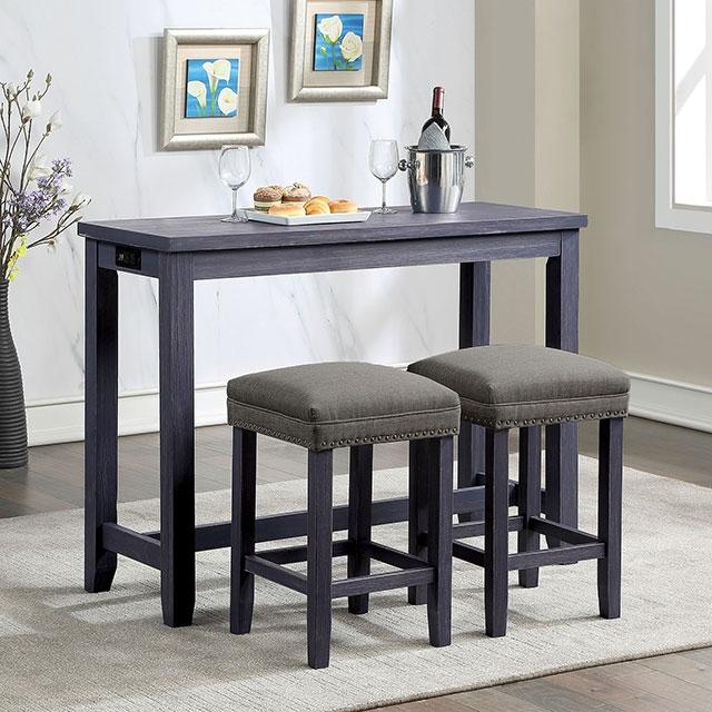 CAERLEON 3 Pc. Counter Ht. Table Set, Blue - Time 2 Sleep (West Covina, CA)