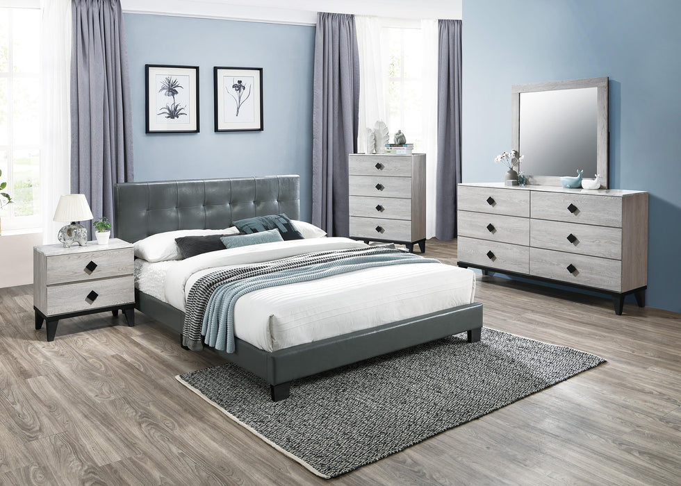 Chyuan Queen Bed/Grey Pu in Grey / Black - Time 2 Sleep (West Covina, CA)