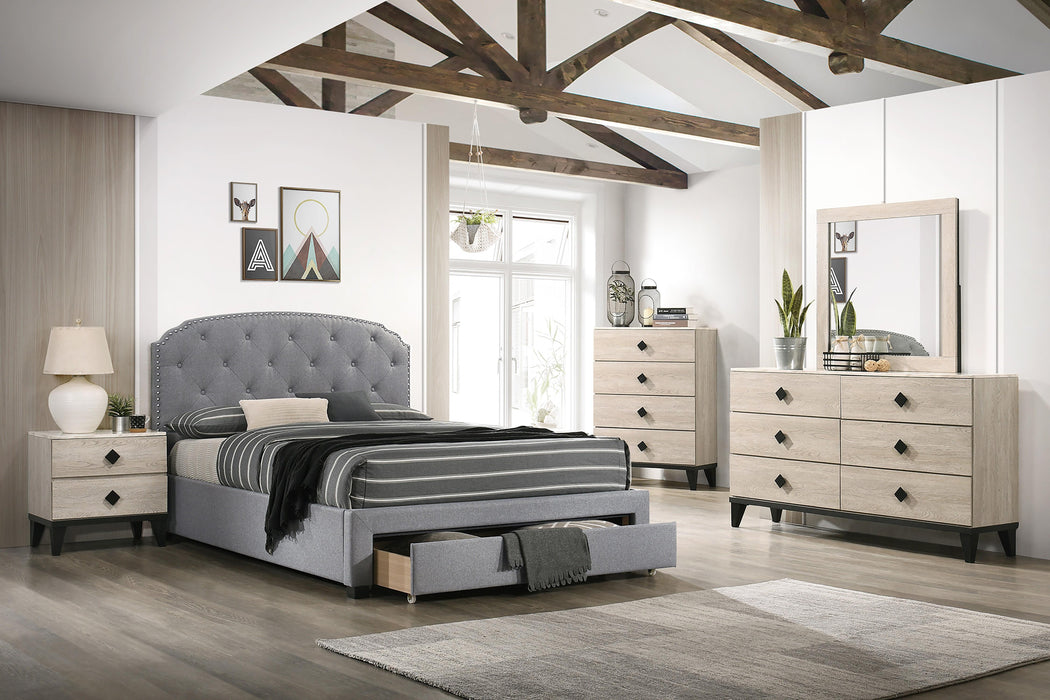 Liihcc Queen Bed W/Drawer-Light Grey in Light Grey / Black - Time 2 Sleep (West Covina, CA)