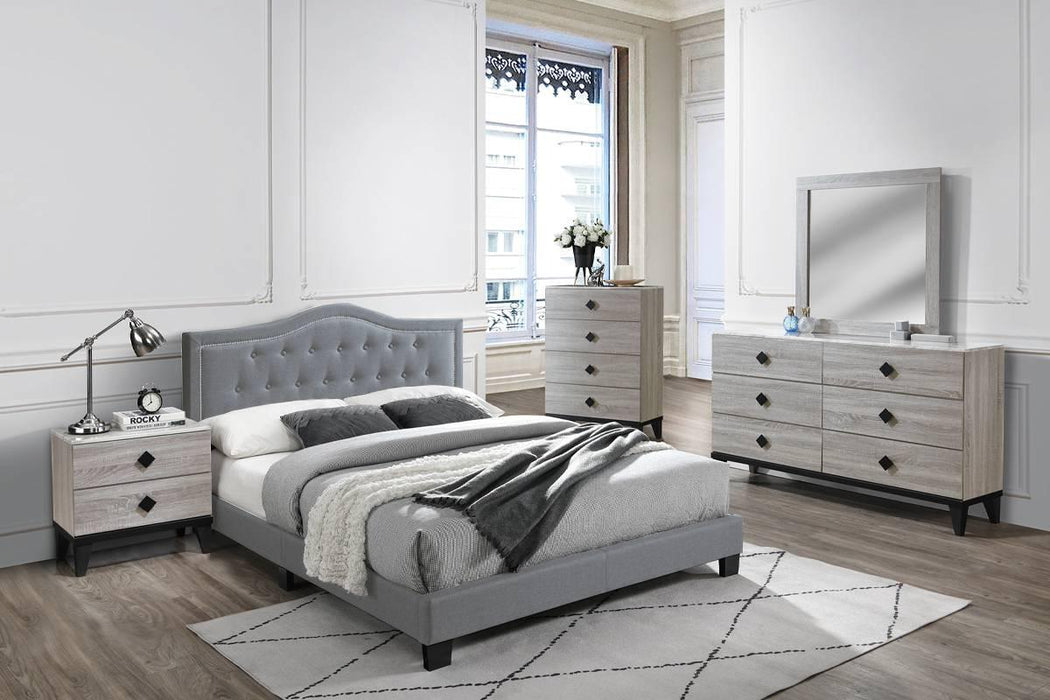Chyuan Queen Bed/Grey Velvet in Grey / Black - Time 2 Sleep (West Covina, CA)