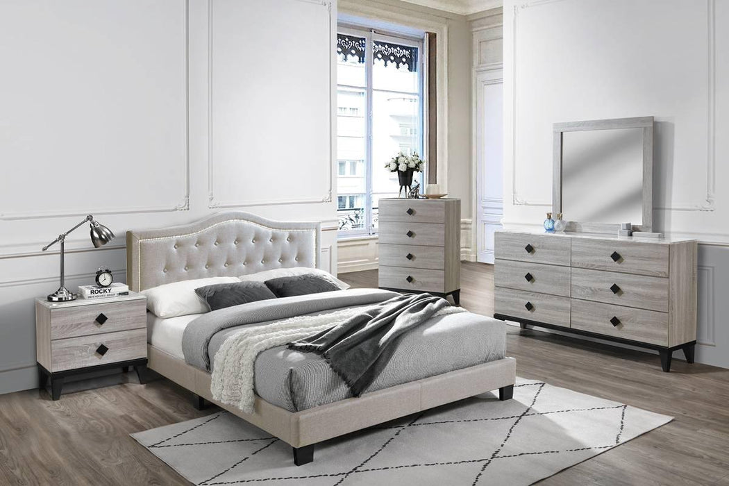 Chyuan Queen Bed/Light Brown Burplap in Light Brown / Black - Time 2 Sleep (West Covina, CA)