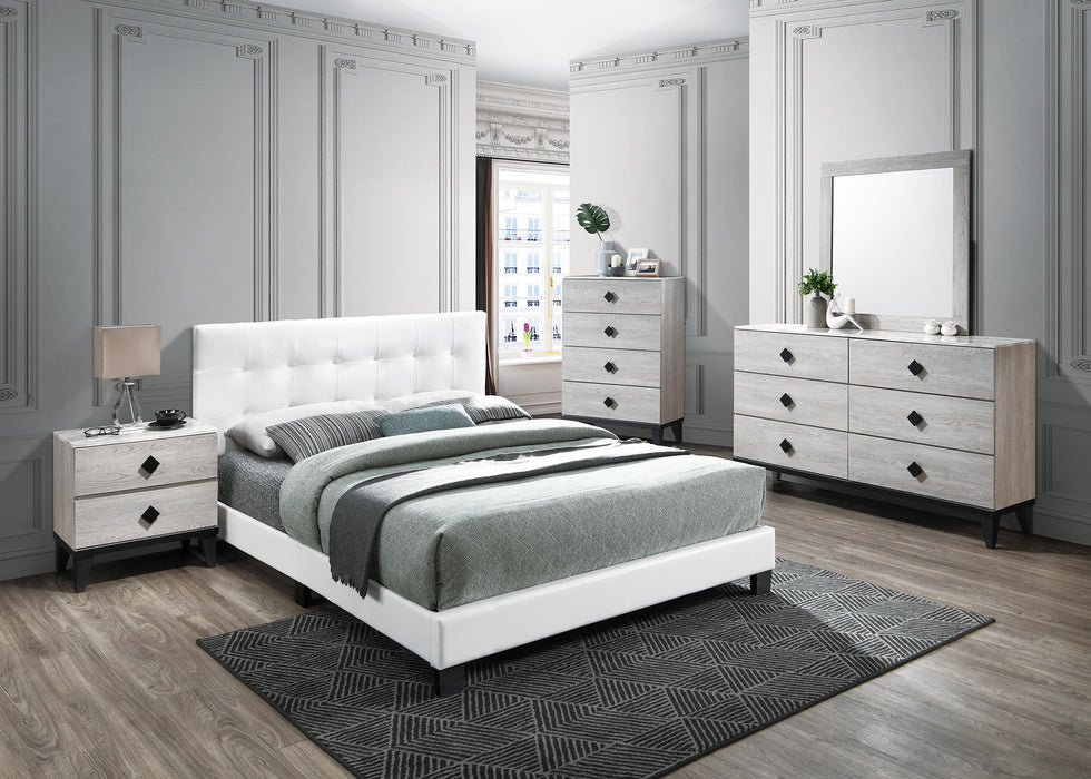 Chyuan Queen Bed/White Pu in White / Black - Time 2 Sleep (West Covina, CA)