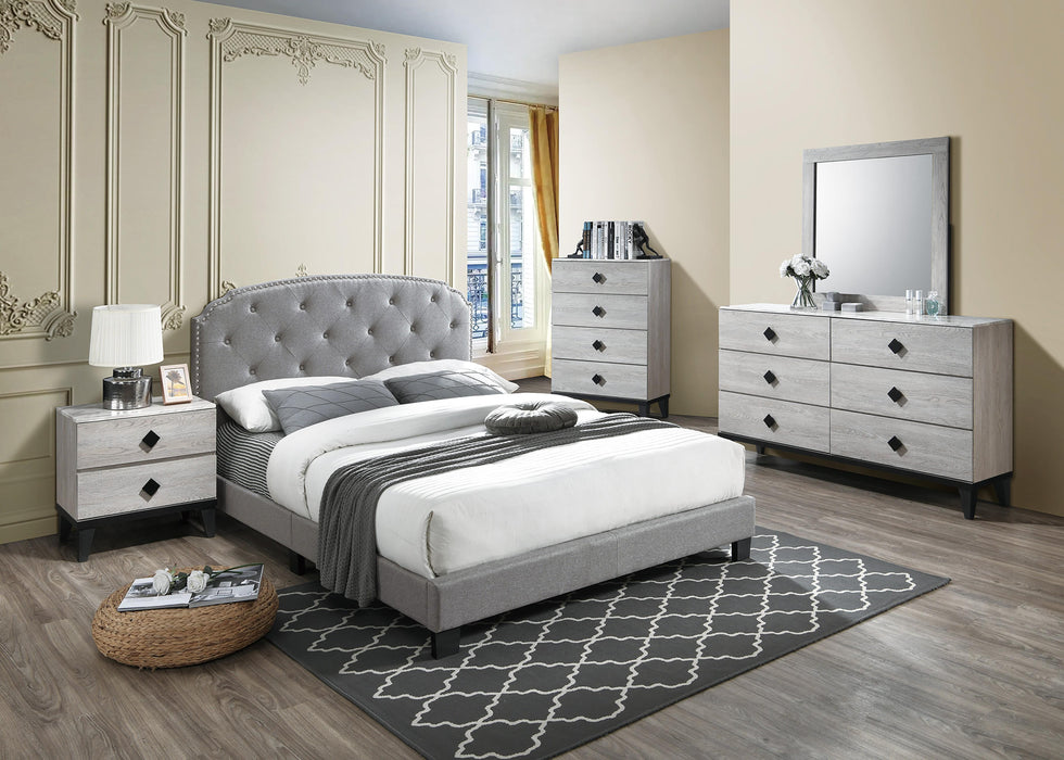Chyuan Queen Bed/Light Grey Burplap in Light Grey / Black - Time 2 Sleep (West Covina, CA)