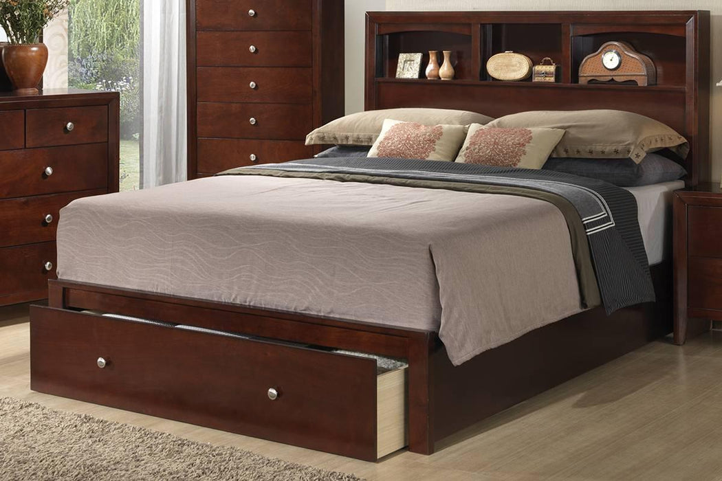 Liihfd Eastern King Bed W. Storage Headboard/Footboard in Brown Cherry - Time 2 Sleep (West Covina, CA)