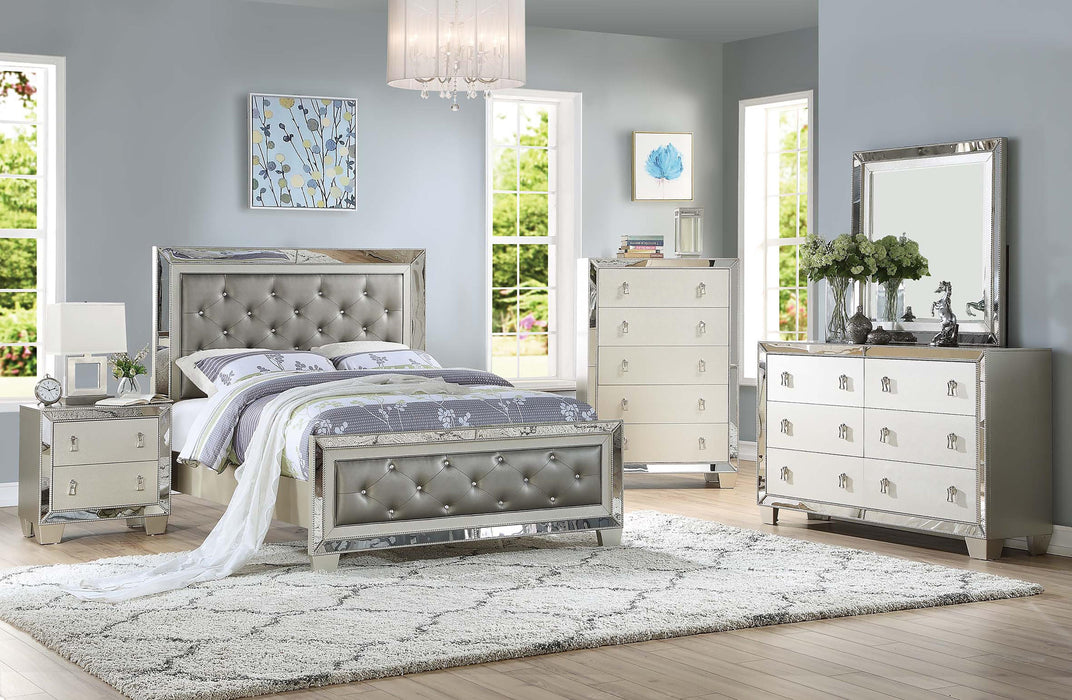 Mcraft Queen Bed W/Stainless Panel/Silver in Silver - Time 2 Sleep (West Covina, CA)