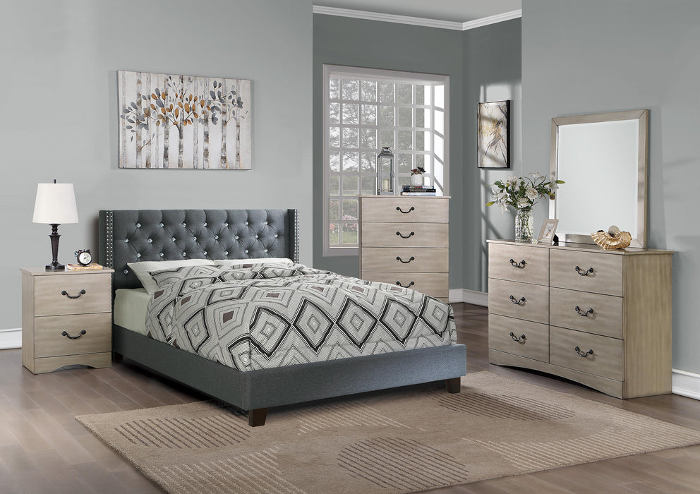 Vphong Full Bed/Nailhead Trim/Fabric-Blue Grey in Blue Grey / Espresso - Time 2 Sleep (West Covina, CA)