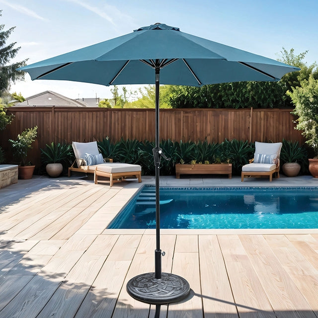 Tano 9' Outdoor Umbrella + 21" Round Base - Time 2 Sleep (West Covina, CA)