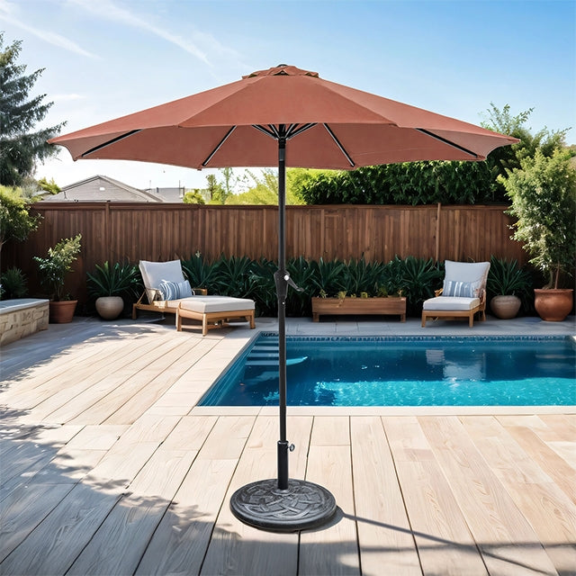 Tano 9' Outdoor Umbrella + 21" Round Base - Time 2 Sleep (West Covina, CA)