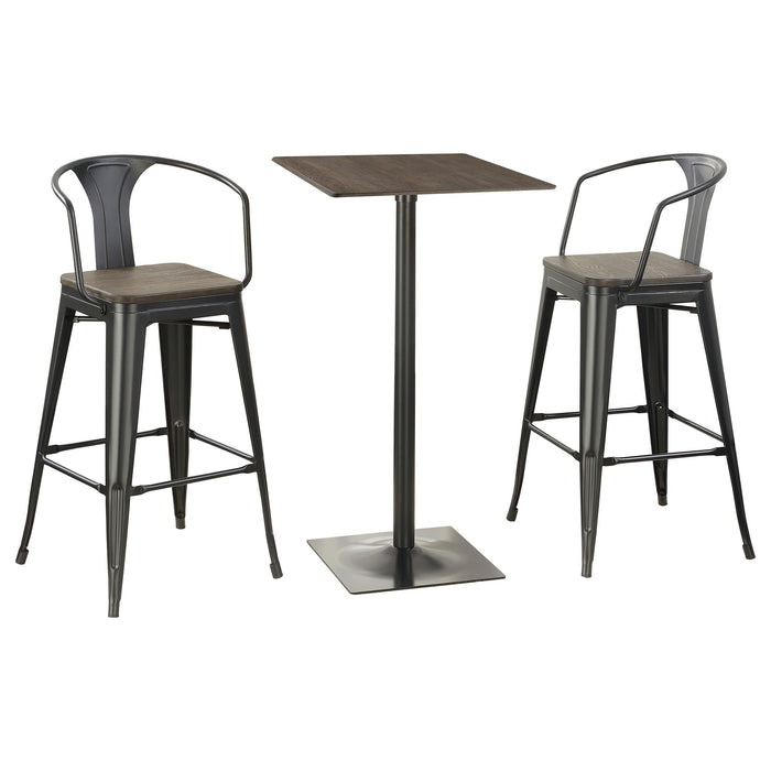 Cavalier 3-piece Square Bar Table Set Dark Elm and Black - Time 2 Sleep (West Covina, CA)