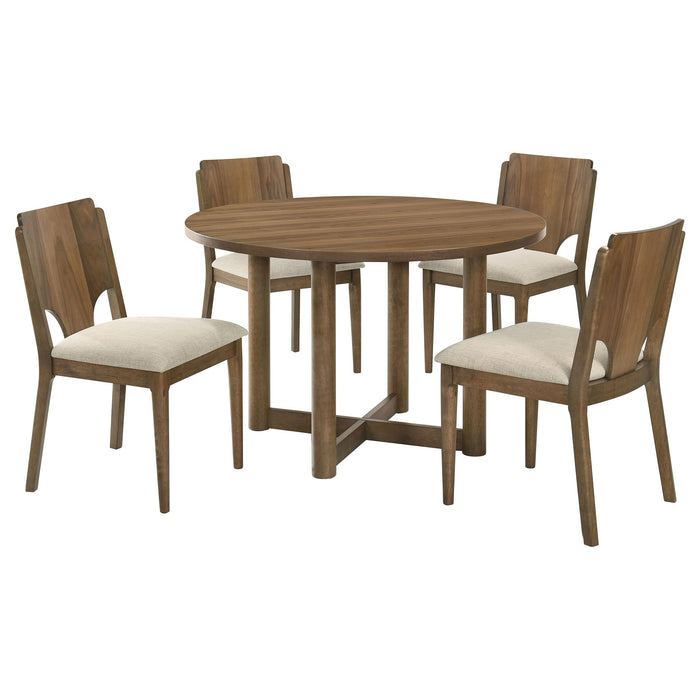 Crestmore 5-piece 46-inch Round Wood Dining Table Set Walnut - Time 2 Sleep (West Covina, CA)