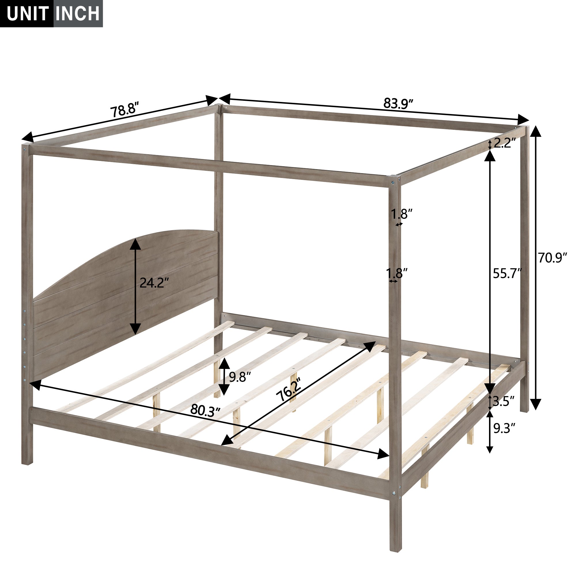 King Size Canopy Platform Bed 