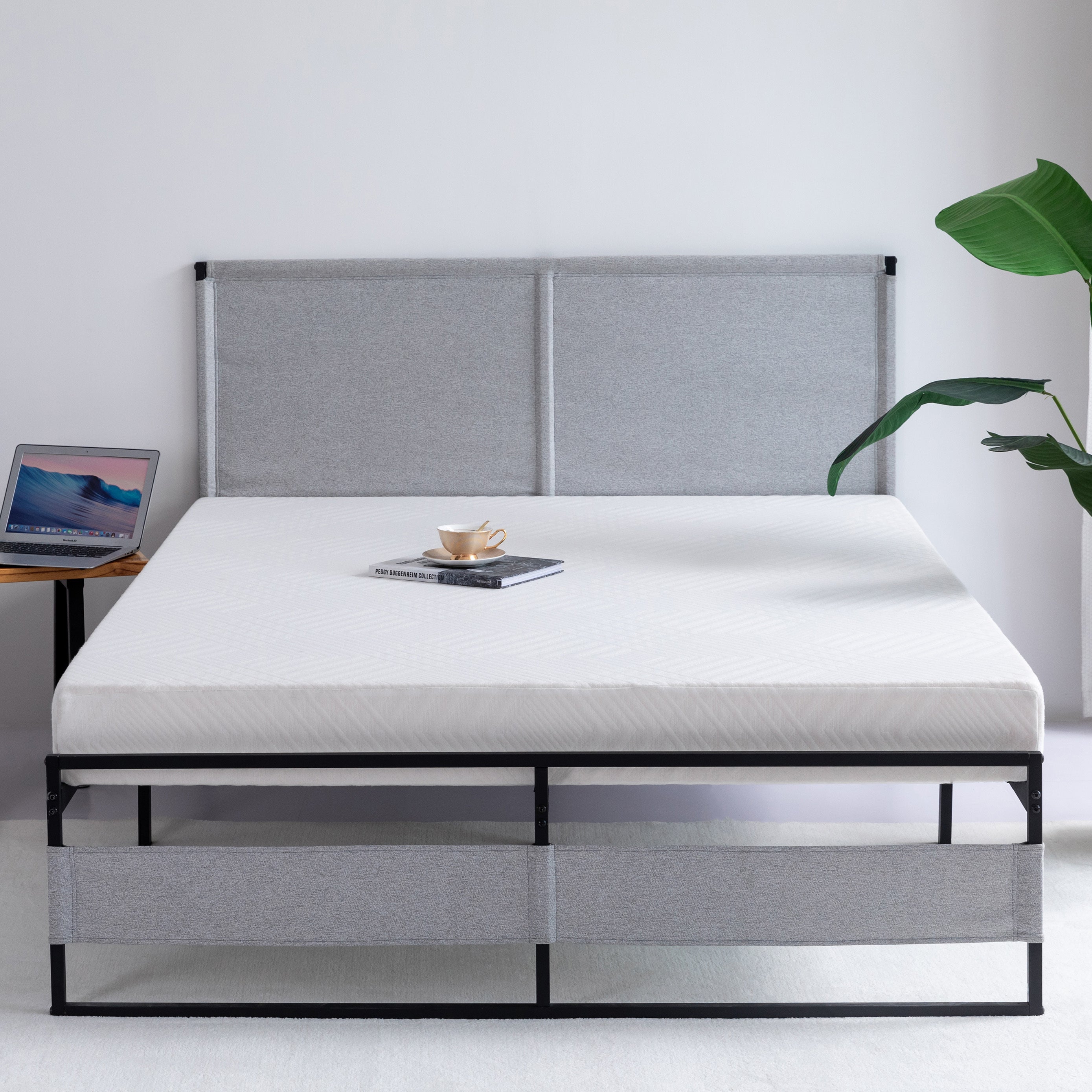 V4 Metal Bed Frame 14 Inch Queen Size with Headboard and Footboard, Mattress Platform with 12 Inch Storage Space