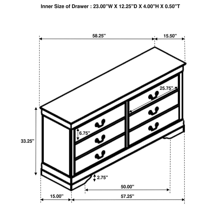 Louis Philippe 6-drawer Dresser White - Time 2 Sleep (West Covina, CA)