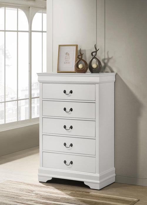 Louis Philippe 5-drawer Bedroom Chest White - Time 2 Sleep (West Covina, CA)