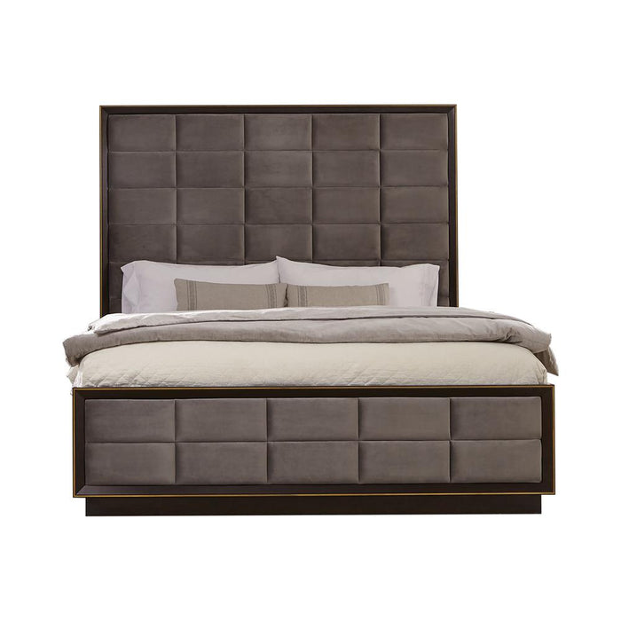 Durango California King, Eastren King, & Queen Upholstered Bed Smoked Peppercorn and Grey - Time 2 Sleep (West Covina, CA)