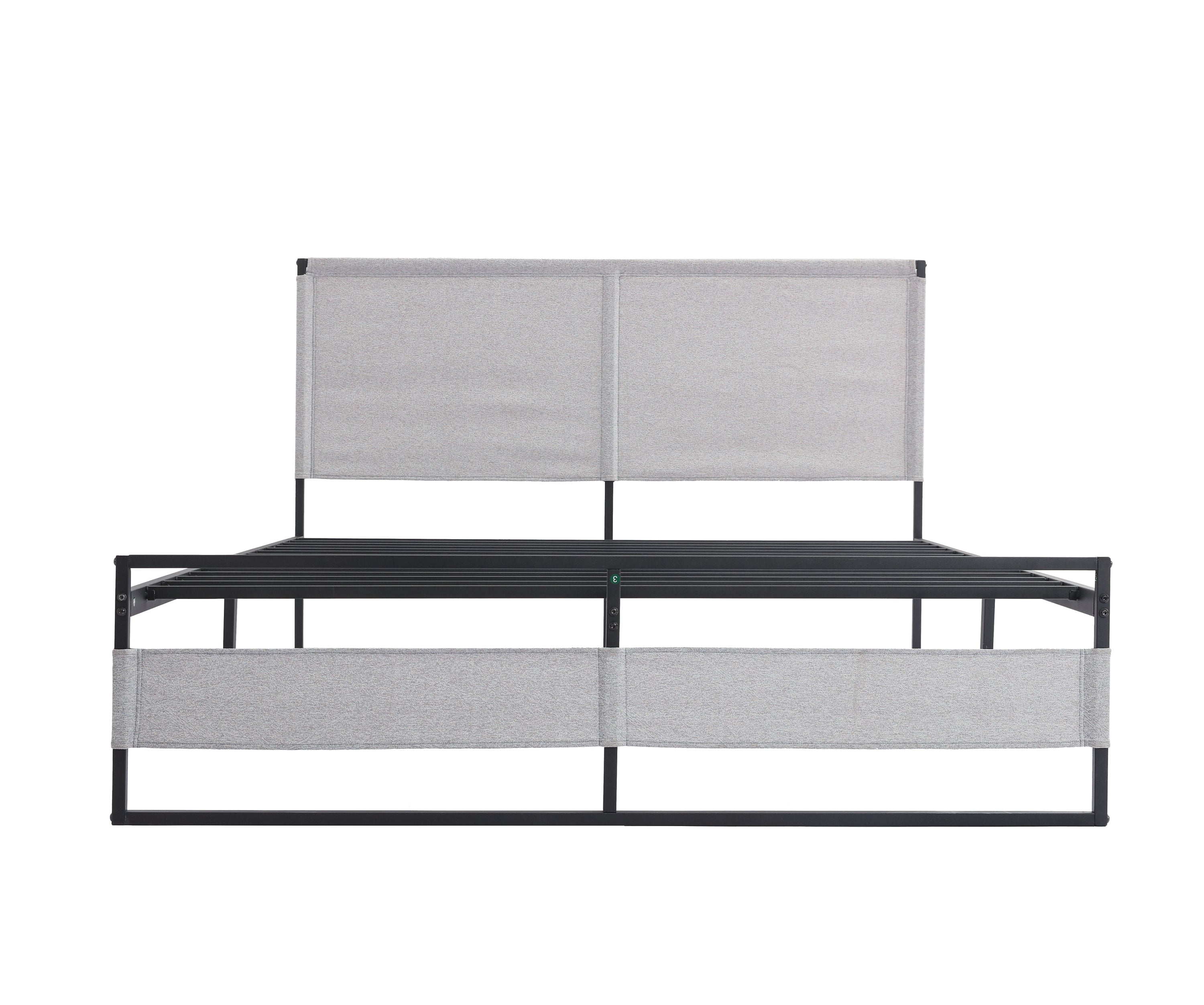 V4 Metal Bed Frame 14 Inch King Size with Headboard and Footboard, Mattress Platform with 12 Inch Storage Space