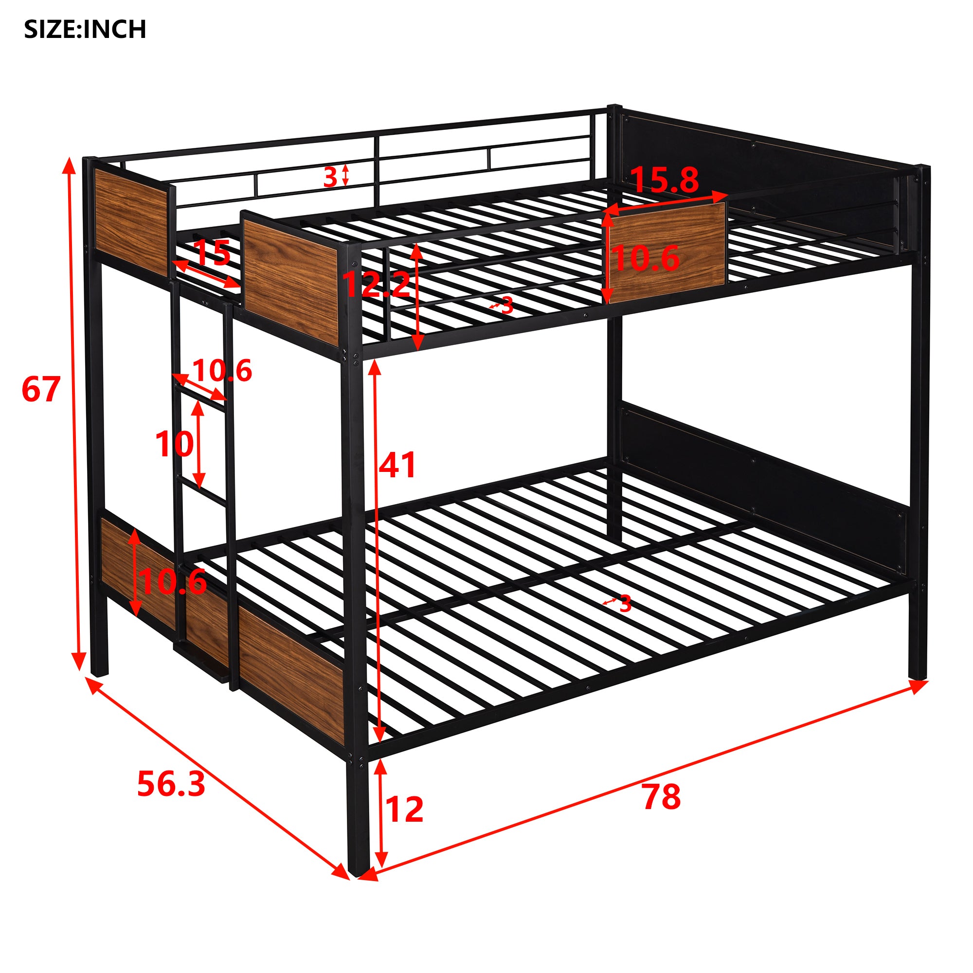 Full Over Full Metal Bunk Bed