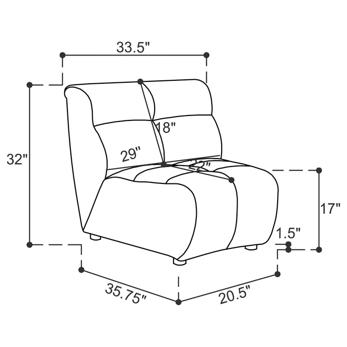 Charlotte Upholstered Curved Armless Chair Ivory - Time 2 Sleep (West Covina, CA)