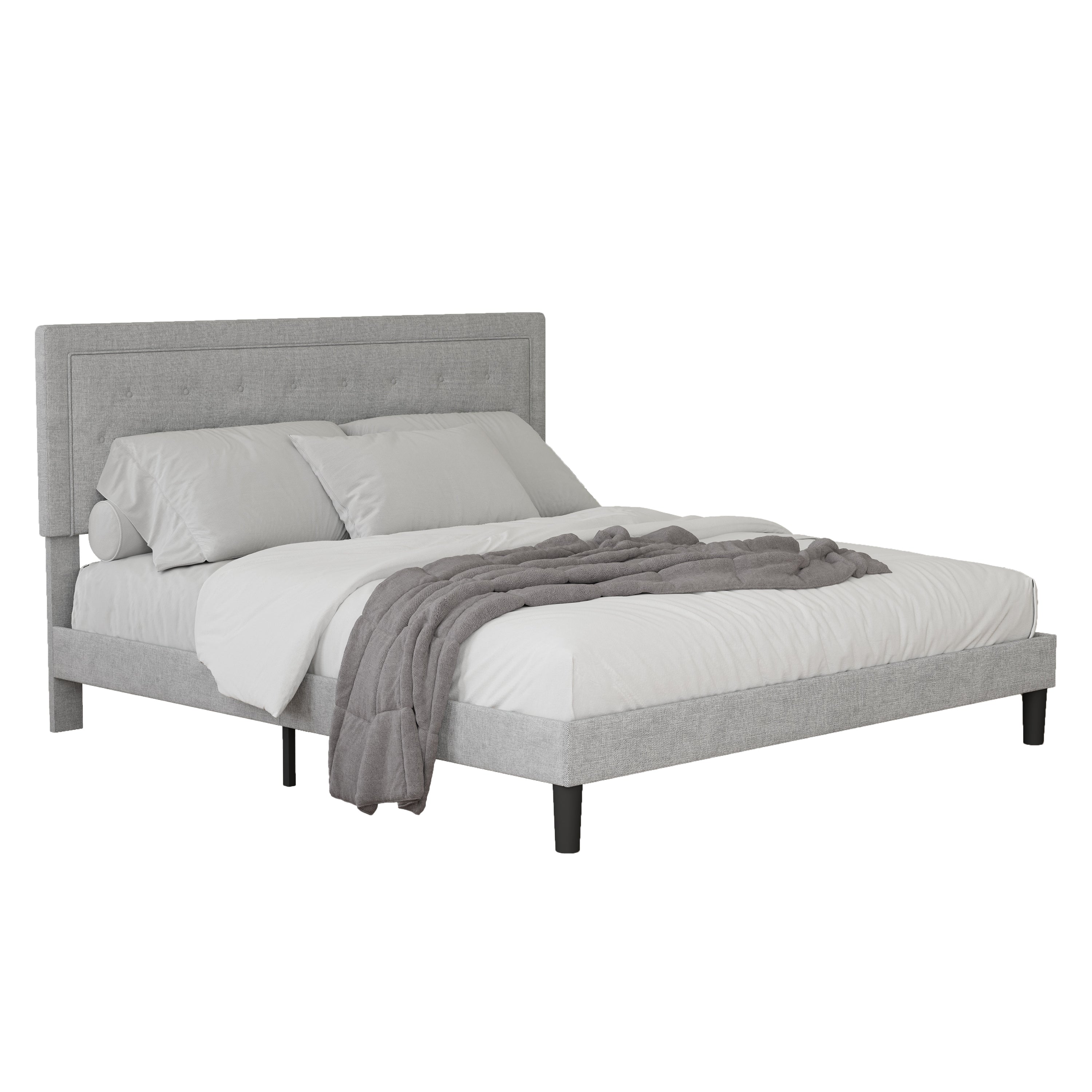 Light Grey Bed Frame With Adjustable Border