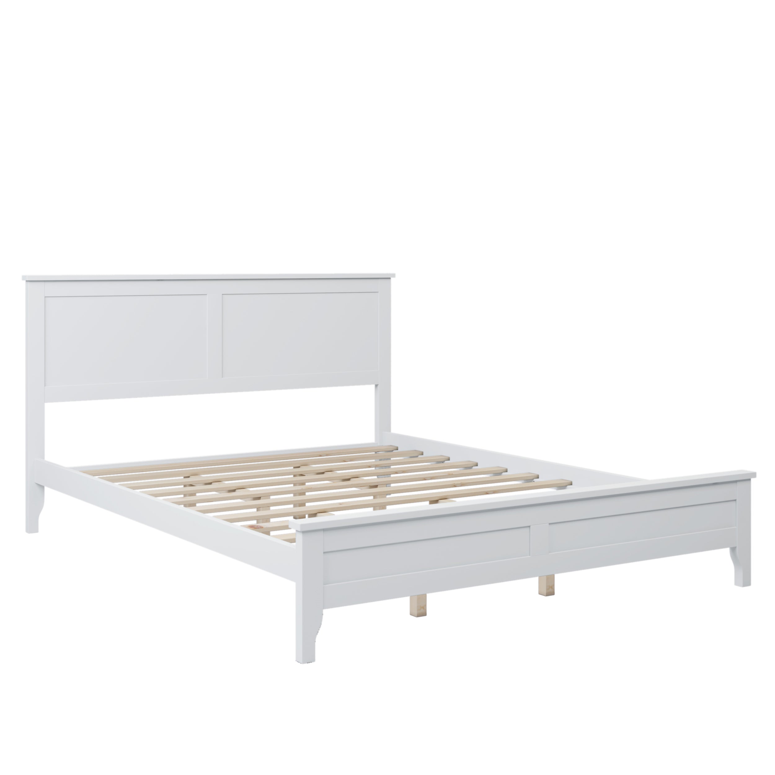 Modern White Queen Platform Bed 