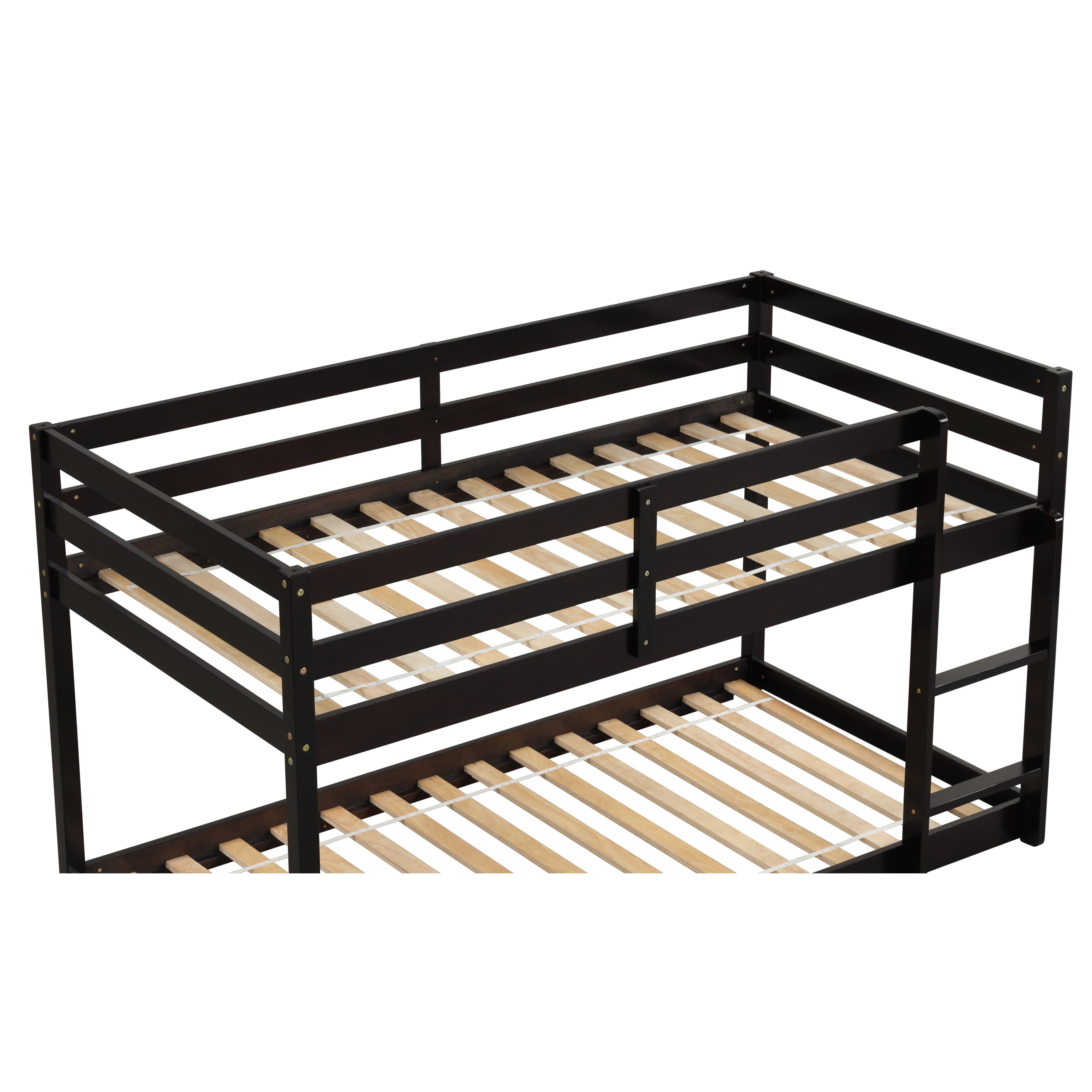 Twin over Twin Floor Bunk Bed,Espresso