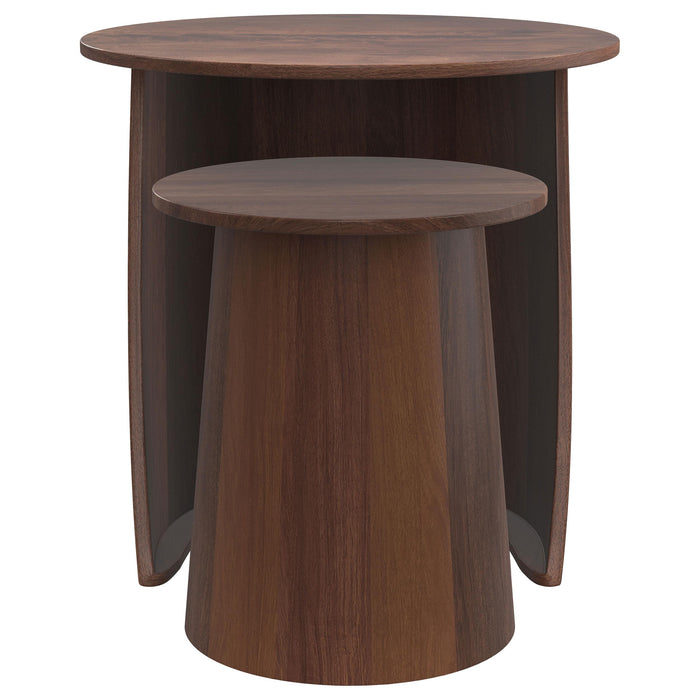 Yency 2-piece Round Mango Wood Nesting Table Set Dark Brown - Time 2 Sleep (West Covina, CA)