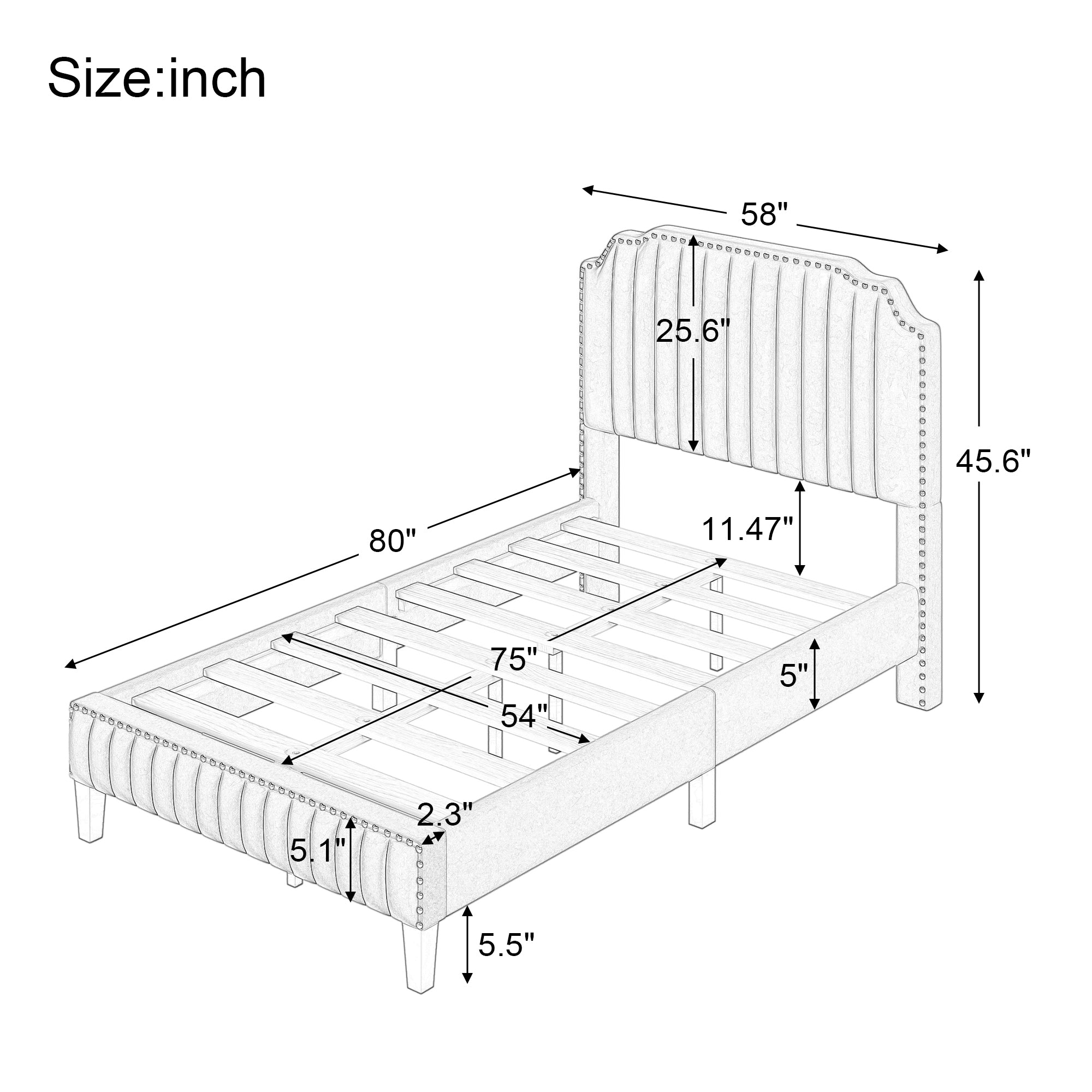 Curved Upholstered Platform Bed