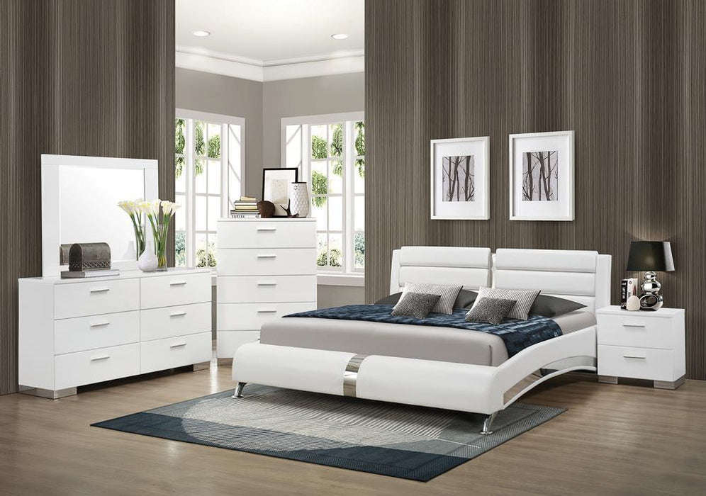 Jeremaine California King, E.King, & Queen Upholstered Bed White - Time 2 Sleep (West Covina, CA)