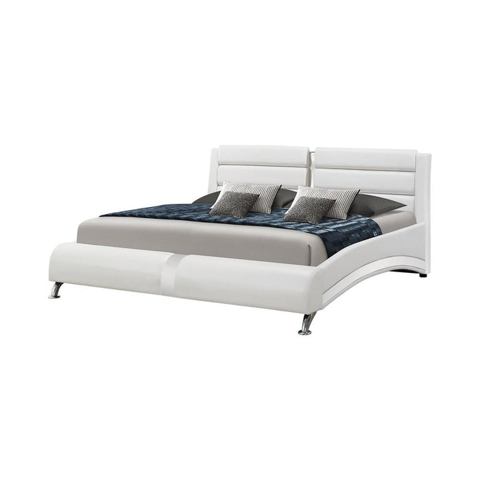 Jeremaine California King, E.King, & Queen Upholstered Bed White - Time 2 Sleep (West Covina, CA)
