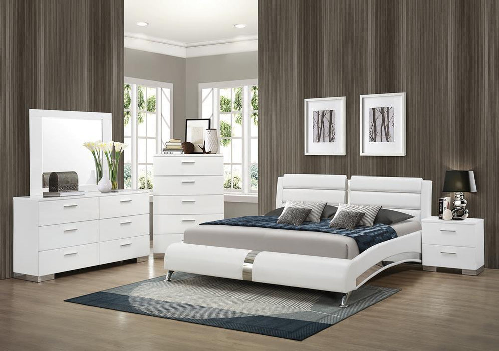 Jeremaine California King, E.King, & Queen Upholstered Bed White - Time 2 Sleep (West Covina, CA)