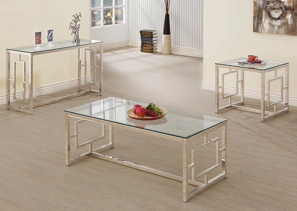 Merced Rectangle Glass Top Sofa Table Nickel - Time 2 Sleep (West Covina, CA)