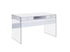Dobrev 2-drawer Writing Desk Glossy White and Clear - Time 2 Sleep (West Covina, CA)