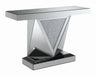 Amore Rectangular Sofa Table with Triangle Detailing Silver and Clear Mirror - Time 2 Sleep (West Covina, CA)