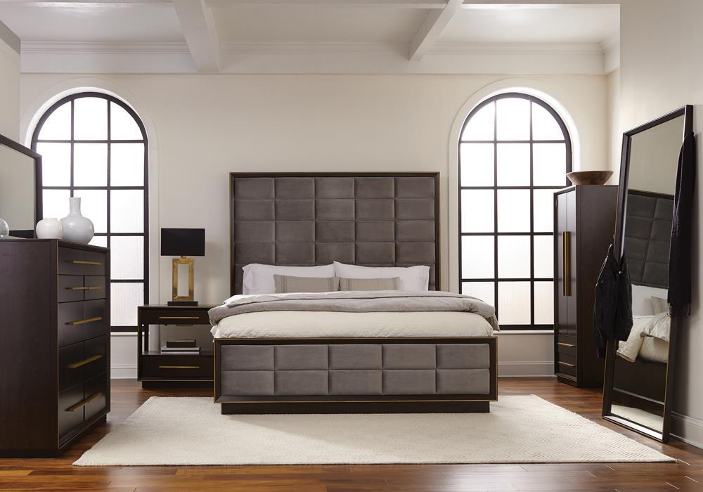 Durango California King, Eastren King, & Queen Upholstered Bed Smoked Peppercorn and Grey - Time 2 Sleep (West Covina, CA)