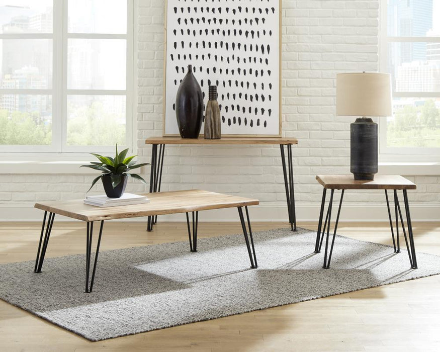 Zander End Table with Hairpin Leg Natural and Matte Black - Time 2 Sleep (West Covina, CA)