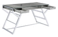 Emelle 2-drawer Glass Top Writing Desk Grey Driftwood and Chrome - Time 2 Sleep (West Covina, CA)