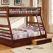 California II Cherry Twin/Full Bunk Bed w/ 2 Drawers Cherry, Walnut, Grey, &Oak - Time 2 Sleep (West Covina, CA)