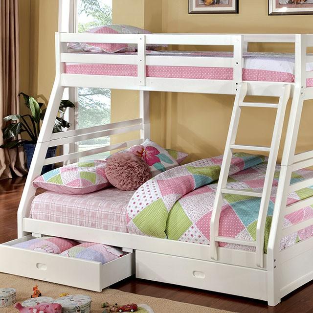 California II Cherry Twin/Full Bunk Bed w/ 2 Drawers Cherry, Walnut, Grey, &Oak - Time 2 Sleep (West Covina, CA)